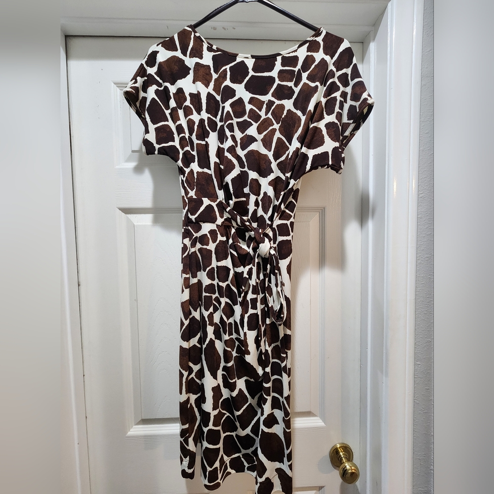 Giraffe Print Brown and White Dress